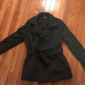 A grey peacoat